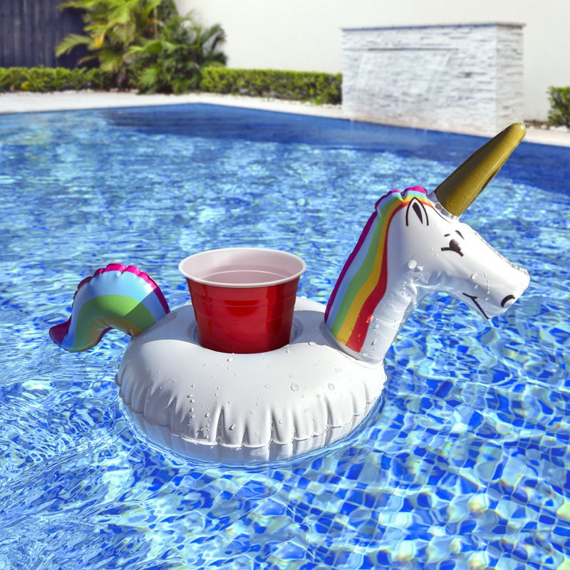 GoFloats Inflatable Pool and Hot Tub Drink Holders (3 Pack) (Choose - Unicorn, Flamingo, Palm Tree and More) - Image 2